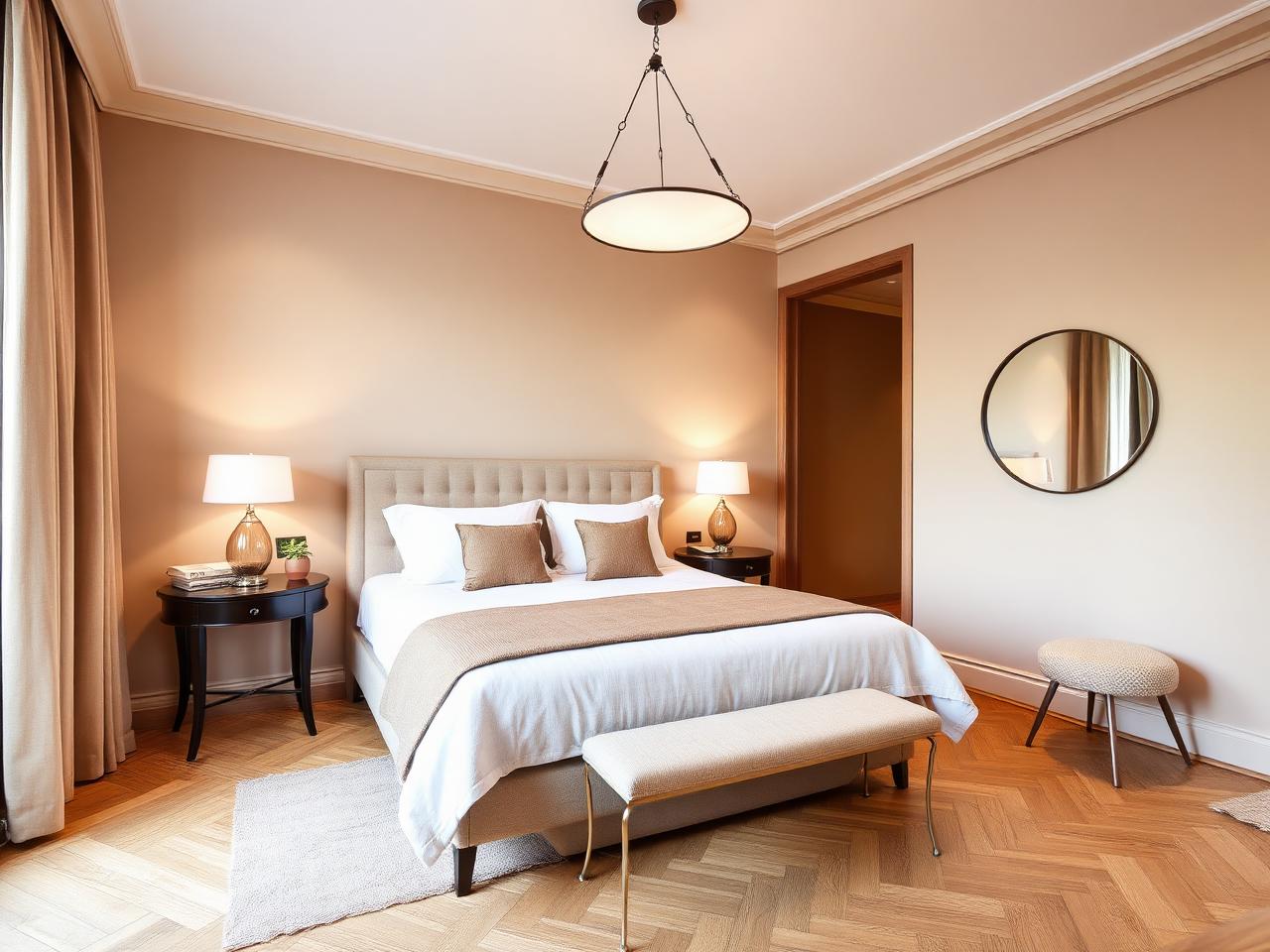 Chambre moderne aux tons beige doux